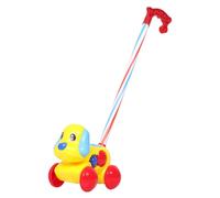 FRCOLOR Push Dog Car with Bell for Auditory Stimulation Walking Support and Muscle Strength Development Large Yellow Ride with Storage for Boys and Learning to Walk