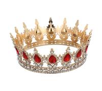FRCOLOR Queen Crown for Women Rhinestone Crystal Tiara Bridal Hair Accessories for Wedding, Birthday Party, Pageant (Red)