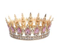 FRCOLOR Queen Crown for Women Rhinestone Crystal Tiara Bridal Hair Accessories for Wedding, Birthday Party, Pageant (Pink)