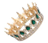 FRCOLOR Queen Crown for Women Rhinestone Crystal Tiara Bridal Hair Accessories for Wedding, Birthday Party, Pageant (Green)