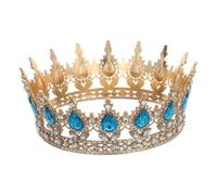 FRCOLOR Queen Crown for Women Rhinestone Crystal Tiara Bridal Hair Accessories for Wedding, Birthday Party, Pageant (Sky blue)