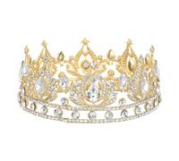 FRCOLOR Queen Rhinestone Crystal Bridal Crown Tiara Wedding Headband for Bride Prom Birthday Ceremony Hair Accessory Women