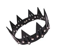 FRCOLOR Queen's Crown Black Head Band Hair Bands for Women Black Tiara Gothic Headpiece Uniform Size for Most