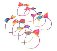 FRCOLOR Rainbow Headband Bow Headband 8Pcs Girls Colorful Large Bowknot Satin Covered Breathable Comfortable Hair Accessories Children's Day School Party Daily Wear