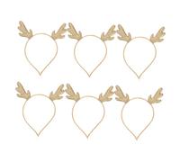 FRCOLOR Realistic Antler Headband Set for Christmas 6pcs Gold Boys and Girls Adults Anti-Slip Festive Decor for Parties Photos