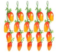 FRCOLOR Realistic Artificial Mango Strings with Hemp Rope Hanging Decoration 5pcs Lightweight Foam Mango Fruit Ornaments for Garden and Farmhouse Decor for Home and Courtyard Display