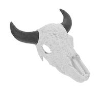 FRCOLOR Realistic Cattle Skull Hideout for Reptiles and Fish Aquariums, Large Black Horn Bone Terrarium Shelter Cave, Aquarium Decor for Geckos, Lizards, Snakes, Betta, and Shrimp