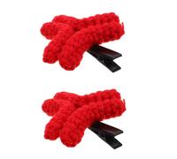 FRCOLOR Red Angry Hair Clips Funny Knitted Crochet Hairpins for Bangs Styling Creative Red Hair Snap Accessories for Live Stream Festive Use Flexible Fringe Holders