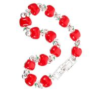 FRCOLOR Red Apples Charm Bracelet Decorative Women Jewelry Creative Fruit Design Silver Color Charm Bracelet for Girls and Ladies Fashion Accessories