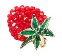 FRCOLOR Red Crystal Strawberry Brooch Pin for Women Minimalist Fruit Badge for Clothing Backpacks Jackets Party and Casual Wear Accessory Versatile Lapel Pin Gift