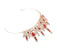 FRCOLOR Red Rhinestone Wedding Crown for Women with Hand-inlaid Rhinestones and Metal Frame, Timeless Royal Charm Bridal Hair Accessory Suitable for Quinceanera and Prom