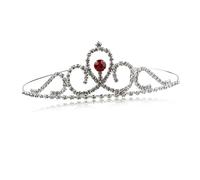 FRCOLOR Red Wedding Tiara Rhinestone Headband for Women Decorated Crystal Rhinestones Alloy Material Delicate and Attractive Design Suitable for Engagement and Wedding