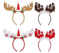 FRCOLOR Reindeer Antlers Headband 4Pcs Snowflake Reindeer Ears for Women Sweet Deer Headband New Year Festive Holiday Party Supplies