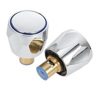 FRCOLOR Replacement Tap Handle Set for Faucet Valves, Brass and Plastic Construction, Hot and Cold Water Compatible, No Dripping, Silver Finish, Suitable for Bathroom and Home Use