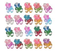 FRCOLOR Resin Bear Charms 20Pcs Bear Shaped Pendants for Jewelry Making DIY Earrings Accessories, 2X1Cm, for Festival Projects