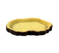 FRCOLOR Resin Reptile Food Bowl with Tree Bark Texture, Small Terrarium Feeding Basin for Lizards, Snakes, Frogs - Universal Pet Food and Water Holder for Reptiles Random Color