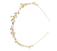 FRCOLOR Retro Diamond Leaf Headband Alloy Crown Tiara Wedding Hair Accessories Rhinestone Goddess Women Girls for Bridal Party