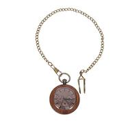 FRCOLOR Retro Style Wooden Hanging Pocket Watch with Chain and Button Battery Included, Portable Time Viewing and Decorative Effect, for Attending a Party or Daily Use
