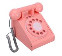 FRCOLOR Retro Wooden Rotary Phone for Simulation Telephone Plaything for Parent Interaction Educational Learning Playhouse Supply Pink