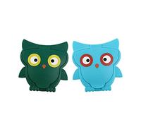 FRCOLOR Reusable Wipes Caps and Tissue Covers for Babies, Cartoon Owl Design, Portable and Dustproof, Eco-Friendly Plastic Wet Wipe Lids Set of 2 (Blue Green