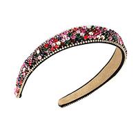 FRCOLOR Rhinestone Crystal Beaded Wide Glitter Headband Hairhoop Hairband for Women Girls