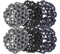 FRCOLOR Rhinestone Elastic Hair Net 3.74 Inch Sparkly Bun Cover for Ballet Bridal Ponytail Styling Hair Bun Holder Accessories for Women 6 Pack