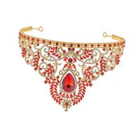 FRCOLOR Rhinestone Embellished Crown Large Baroque Style Headpiece for Wedding Brides