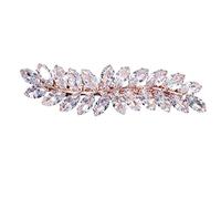 FRCOLOR Rhinestone Hair Clips Crystal Leaf Hair Clip Diamond Hair Barrettes Hair Bang Clamp Decorative Alligator Hair Pins For Women Weddings Bridal Hair Accessories Rose Gold