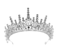 FRCOLOR Rhinestone Heart Princess Crown Silver Wedding Tiara for Bride Bridal Hair Accessory ’ Headpiece for Prom Birthday Halloween
