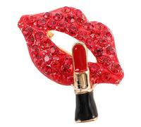FRCOLOR Rhinestone Lip Shaped Brooch Pin Zinc Alloy Women Clothes Decor Fashionable Clothing Badge Sparkling Lapel Pin Charming Accessory for Women