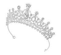 FRCOLOR Rhinestone Sparkly Flower Girl Tiara Headpiece Lightweight Silver Crown for Birthday Weddings Photoshoots Elegant Hair Accessory for Party and Special Occasions