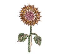 FRCOLOR Rhinestone Sunflower Brooch Pin Women Flower Clip for Hair Fashion Lapel Pin