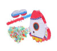 FRCOLOR Rocket for Birthday Party Space Theme Decoration with Blindfold Stick Cardboard Crepe Fun Interactive Game for Space Parties Showers