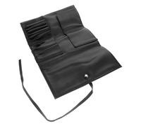 FRCOLOR Roll up Makeup Bag Portable Travel Makeup Pouch Brush Holder 10 Brush Storage Case Pu Material Black