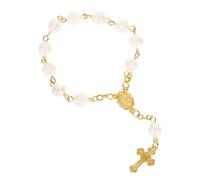 FRCOLOR Rose Beads Prayer Bracelet Delicate Pilgrimage Beads with Cross Pendant Lightweight Attractive Design for Daily Wear for Parties Travel Daily Use Religious Occasions