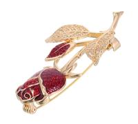FRCOLOR Rose Brooch Jewelry Floral Brooch Pin Rhinestone Lady Pin Rhinestone Rose Flower Crystal Dress Red