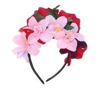 FRCOLOR Rose Flower Costume Headband Deep Red and Orchid Artificial Floral Crown for Halloween Day Accessory Easy Wear Elegant Headpiece for Women