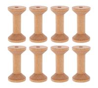 FRCOLOR Rotatable Wooden Embroidery Thread Bobbins 8Pcs Barrel Shaped Spools for Crochet and Ribbon Craft Projects 70X40Mm Natural Finish