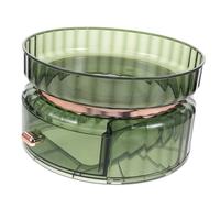 FRCOLOR Rotating Makeup Organizer Tray 2-tier Cosmetic Storage Case with 360-degree Swivel for Skincare Perfume Desktop Vanity in Emerald Green