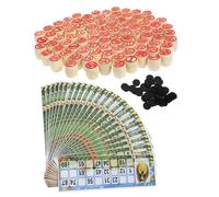 FRCOLOR Russian Lotto Board Game Set for Family Wooden Bingo Cards and Number Chips Portable Game Kit for Parties Birthdays and Group Fun