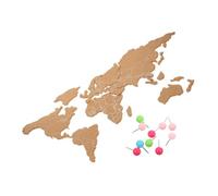 FRCOLOR Rustic Cork Board World Map Tiles with Push Pins Self Adhesive DIY Bulletin Board for Travel Plans Photo Display Office and Wall Decor Unique Continent Layout for