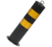 FRCOLOR Safety Isolation Column 50cm Black Yellow Steel Bollard with Thickened Pipe for Driveway Barrier and Parking Assistant, Fixed Roadside Security Post for Garage and Traffic Control