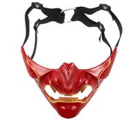 FRCOLOR Samurai with Comfortable Fit Lightweight Resin Material Red Japanese Half Face Mask for Men and Women for Halloween Costume, Cosplay, and Events