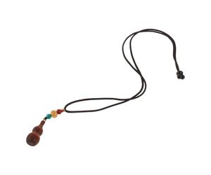 FRCOLOR Sandalwood Calabash Pendant Necklace Long Boho Sweater Chain Vintage Blood Sandalwood Openable Gourd Charm Family Friendship Jewelry for Women