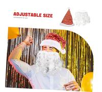 FRCOLOR Santa Dress Up Prop Cotton Santa Hat and Fake Beard for Adults Comfortable Long Wear Christmas Costume Accessory for Parties Annual Meetings and Festive Events