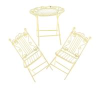 FRCOLOR Scale Authentic Yellow Iron Table and Chairs for Dollhouse Decoration Space Saving Mini Furniture for Creative Play and Home Display