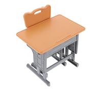 FRCOLOR Scale Dollhouse Miniature Classroom Study Desk and Chair Set Plastic Compact Mini Desk for Learning Scene Portable Home Decor with Lifelike Detailing