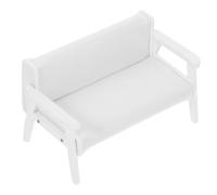 FRCOLOR Scale Mini Sofa Chair with Wooden Frame and White PU Leather Dollhouse Armchair for Tiny Doll Play House Wear Resistant Living Room Furniture Decor