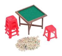 FRCOLOR Scale Miniature Dollhouse Mahjong Table Plastic Mini Furniture with Chairs Realistic Gaming Accessories for Dollhouse Decor and Role Playing Easy Assembly and Storage