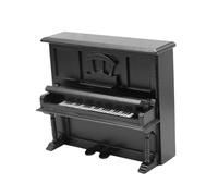 FRCOLOR Scale Miniature Dollhouse Piano Model Retro Black Wooden Upright for Doll House Decoration Fairy Garden Accessory and Photo Shoot Prop Imaginative Play